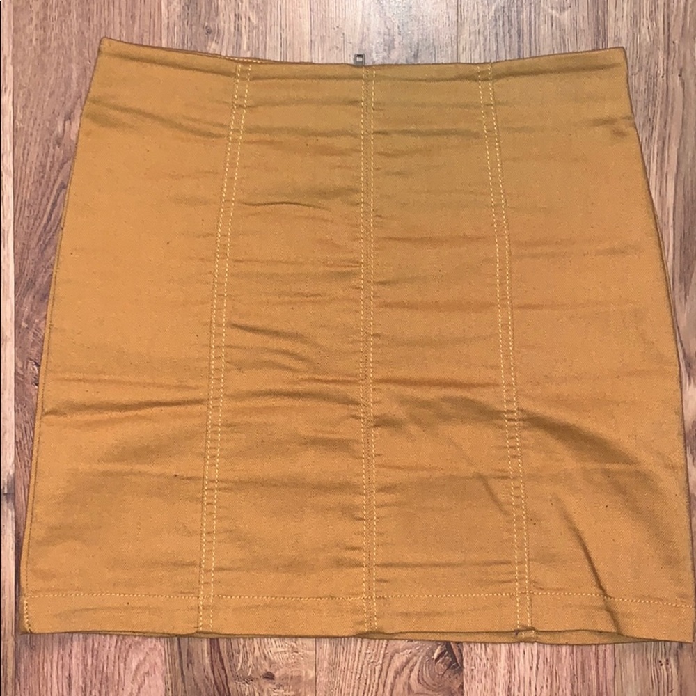 Mustard denim stretch skirt